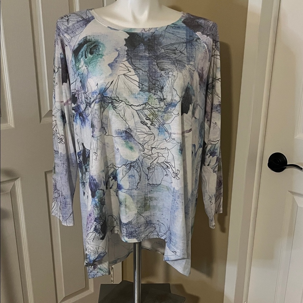 Avenue Blue and Gray Abstract Women's Tunic